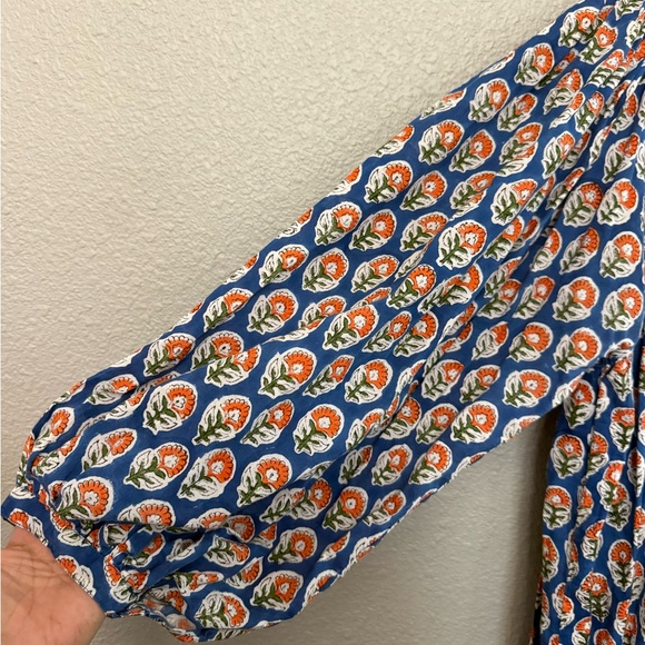 Karni‎ Boho Blockprint Tunic Blouse Size XXL Tassel Ties - Picture 3 of 6